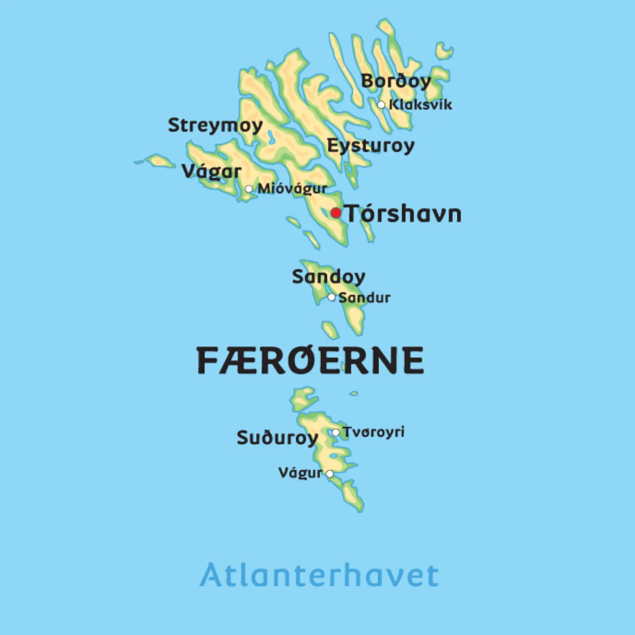 Kort over Færøerne - Herunder ser du kort over Færøerne