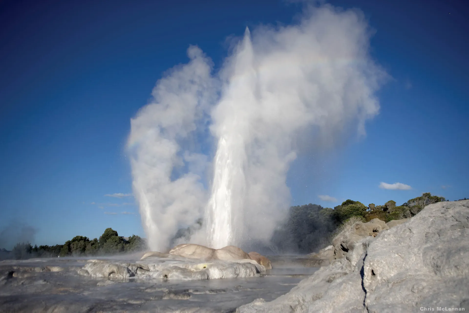 Pōhutu Geyser ligger i det geotermiske område i Rotorua