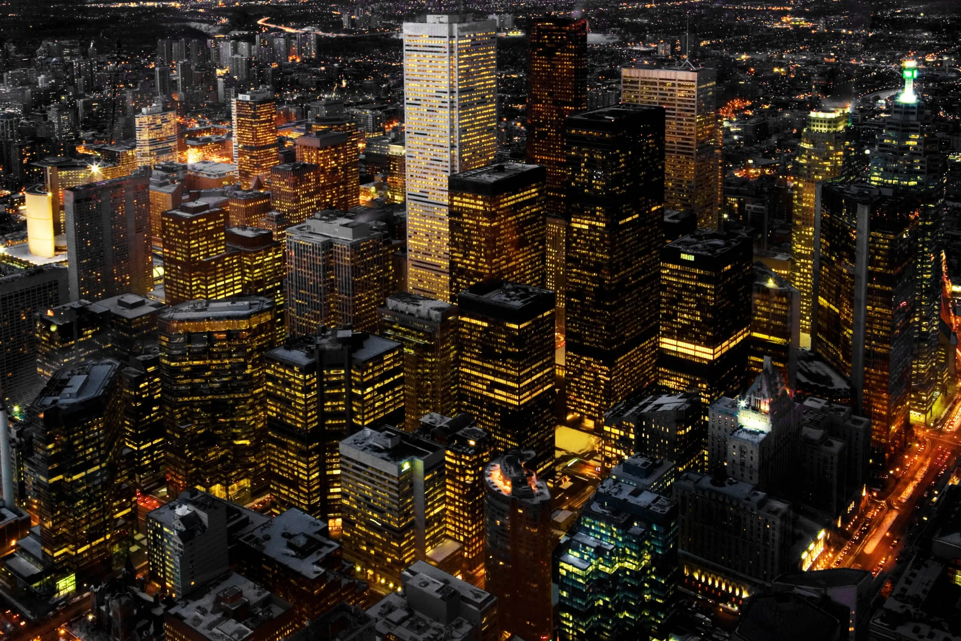 Højhuse i Toronto ved nattetide