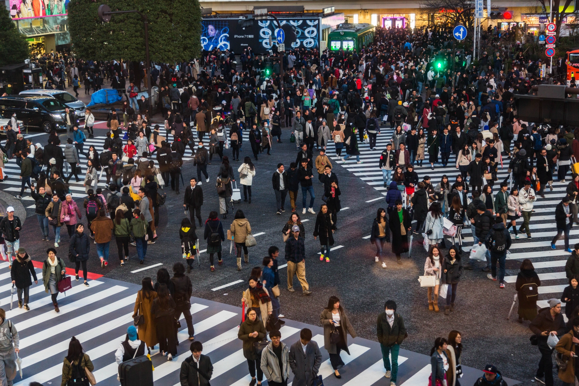 Shibuya Crossing i Tokyo, en af verdens travleste fodgængerovergange