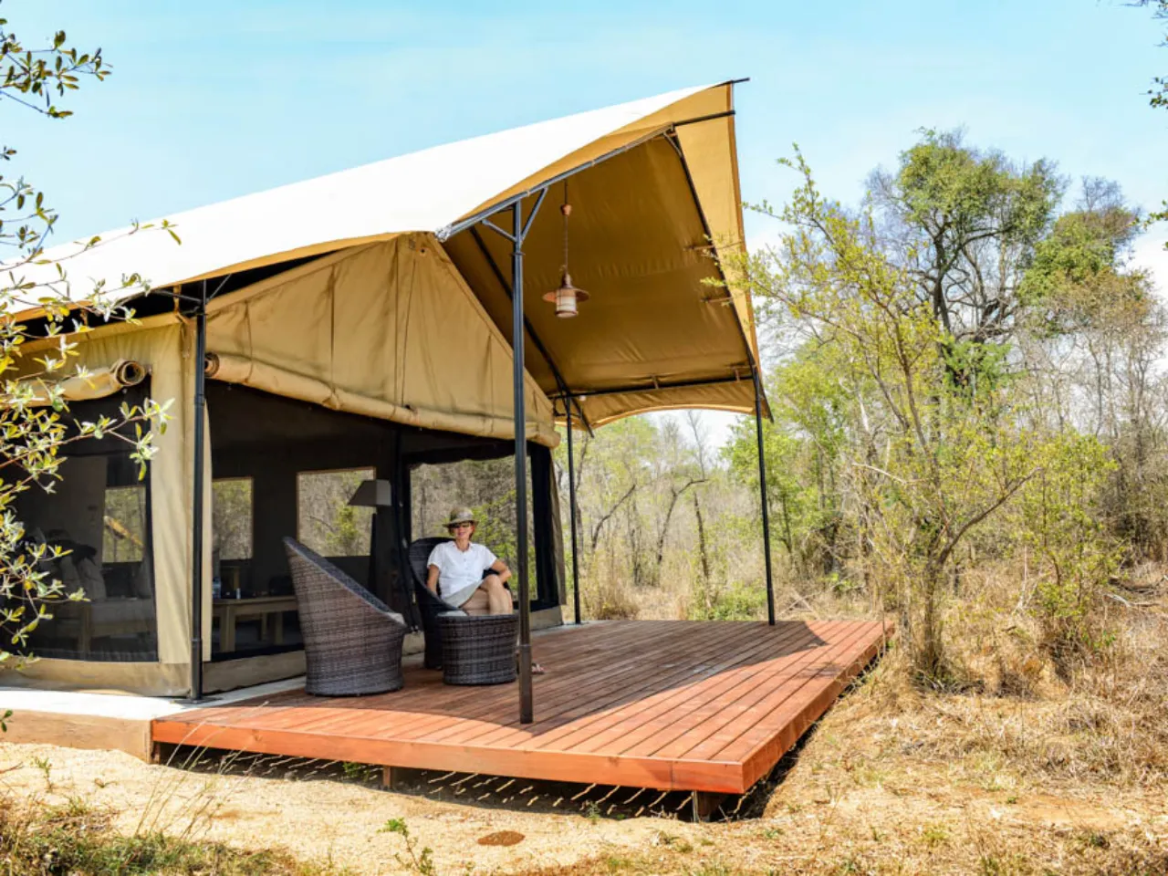 Verandaen foran teltet