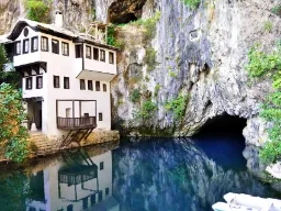 Blagaj Tekija, et historisk kloster ved kilden til floden Buna i Bosnien-Hercegovina