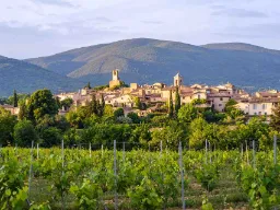 Landsbyen Lourmarin omgivet af vinmarker