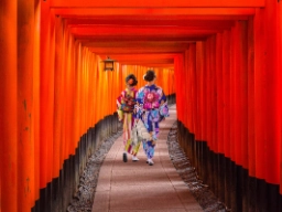 De hundredevis af torii-porte i Fushimi Inari-taisha