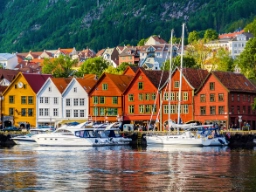 Bryggen i Bergen med de farverige træhuse