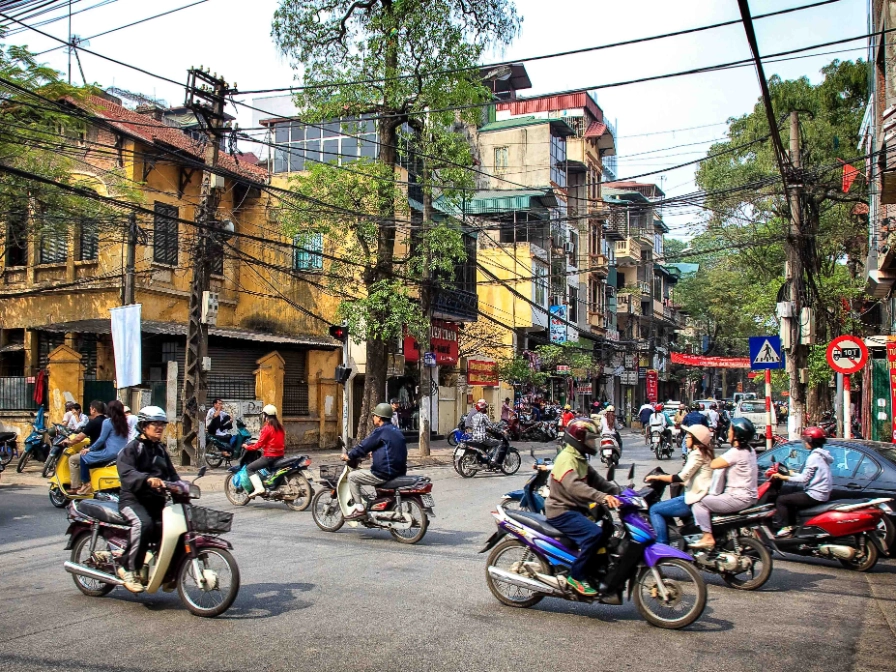 Trafikken I Hanoi er livlig