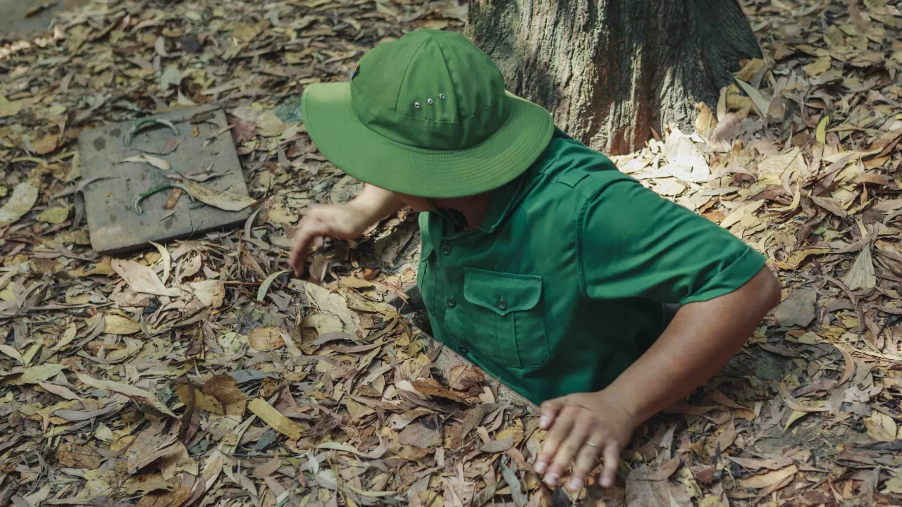 Indgang til de historiske Cu Chi-tunneler nær Ho Chi Minh City Indgang til de historiske Cu Chi-tunneler nær Ho Chi Minh City