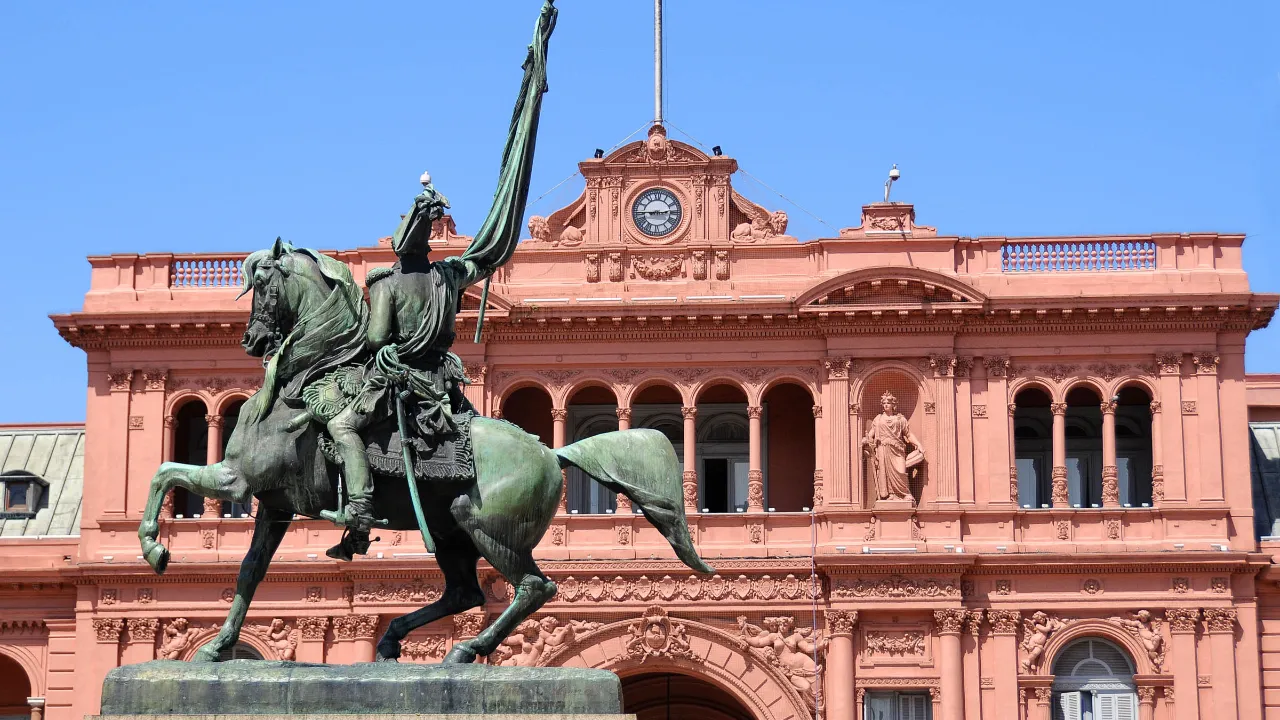 Casa Rosada – kendt for Juan og Eva - Evita - Peróns taler til folket på Plaza de Mayo i Buenos Aires