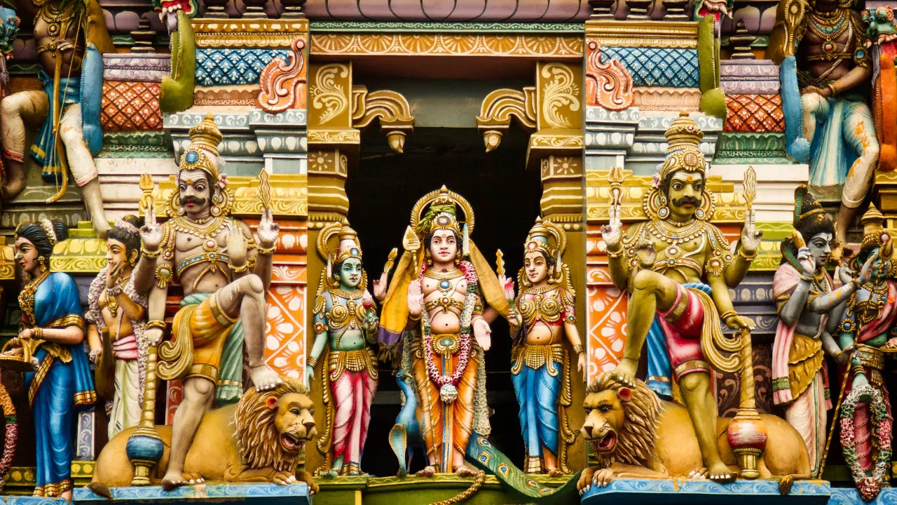Hinduistisk tempelfacade Hinduistisk tempelfacade