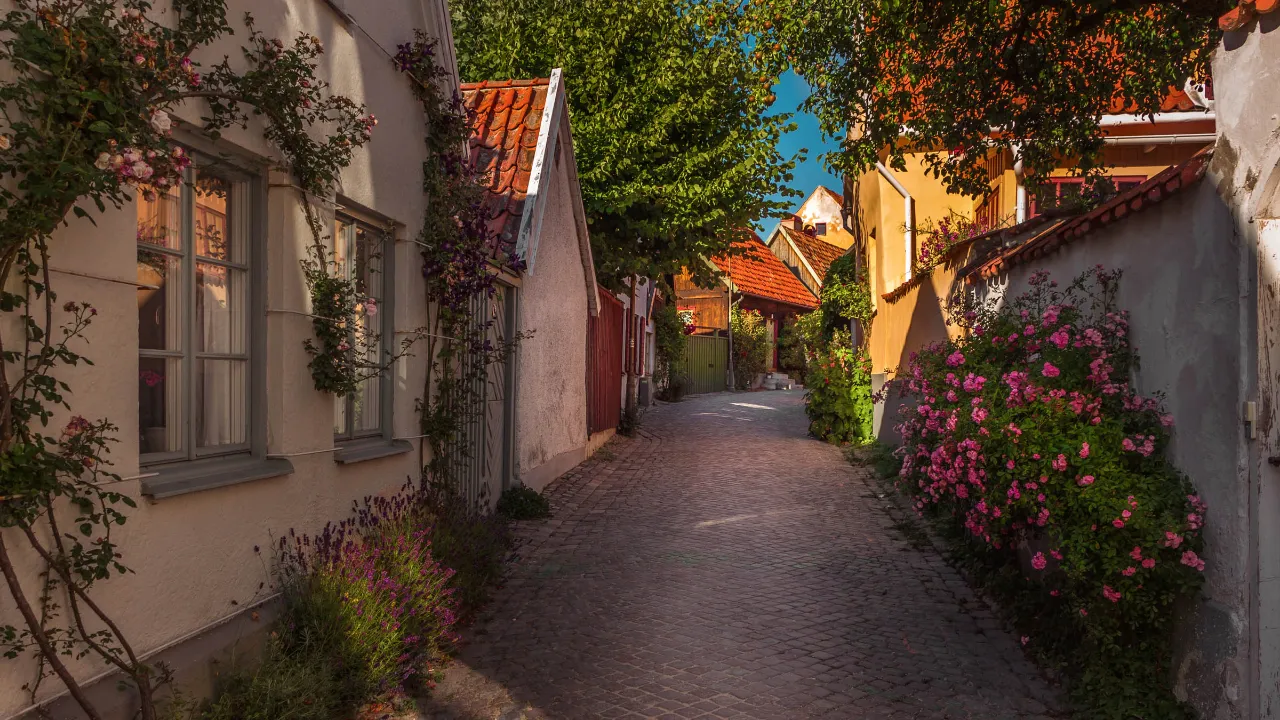Idyllisk gade i Visby