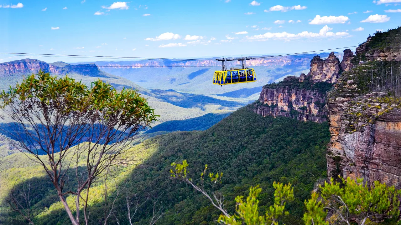 Scenic Skyway tovbane med udsigt over Kaloomba Falls og Jamison Valley Scenic Skyway tovbane med udsigt over Kaloomba Falls og Jamison Valley